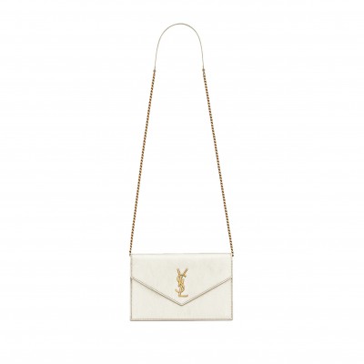 YSL CASSANDRE ENVELOPE CHAIN WALLET IN METALLIZED LEATHER 402031AAAGI7100 (19*12.5*3.5cm)